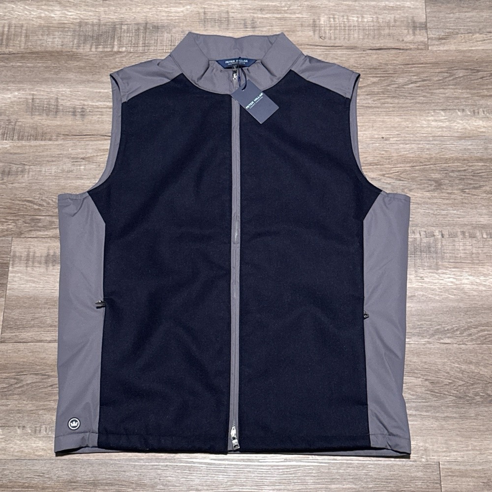 Peter Millar Crown Crafted Men's Large Navy Blue Gray Cambridge Wool Golf Vest L